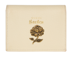 Gucci Garden Peony Bi Fold Wallet, Leather, Cream, 713110, DB/B/R, 3*